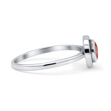 Round Thumb Ring Statement Fashion Ring Oxidized Simulated Red Agate Solid 925 Sterling Silver